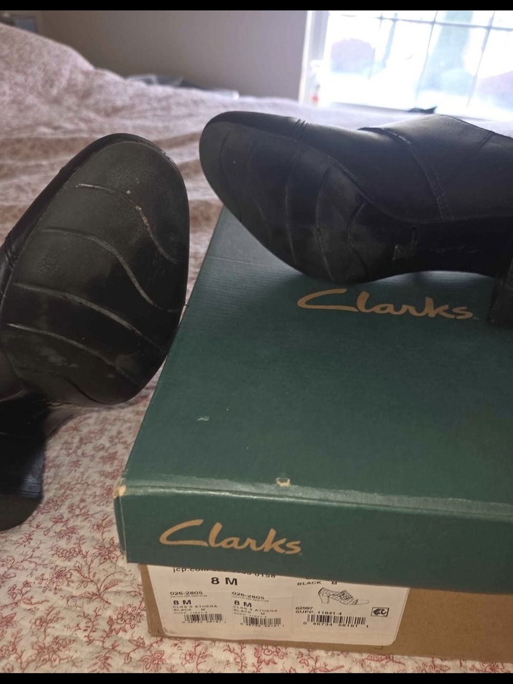 Clarks Athena Black Leather Double Buckle Heels Pumps Size 8M - Picture 6 of 8